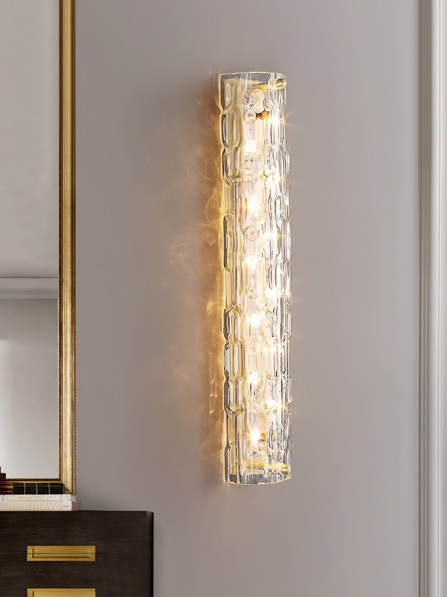 Lumix Brass Glass Glam Wall Lamp - Neutral Decor