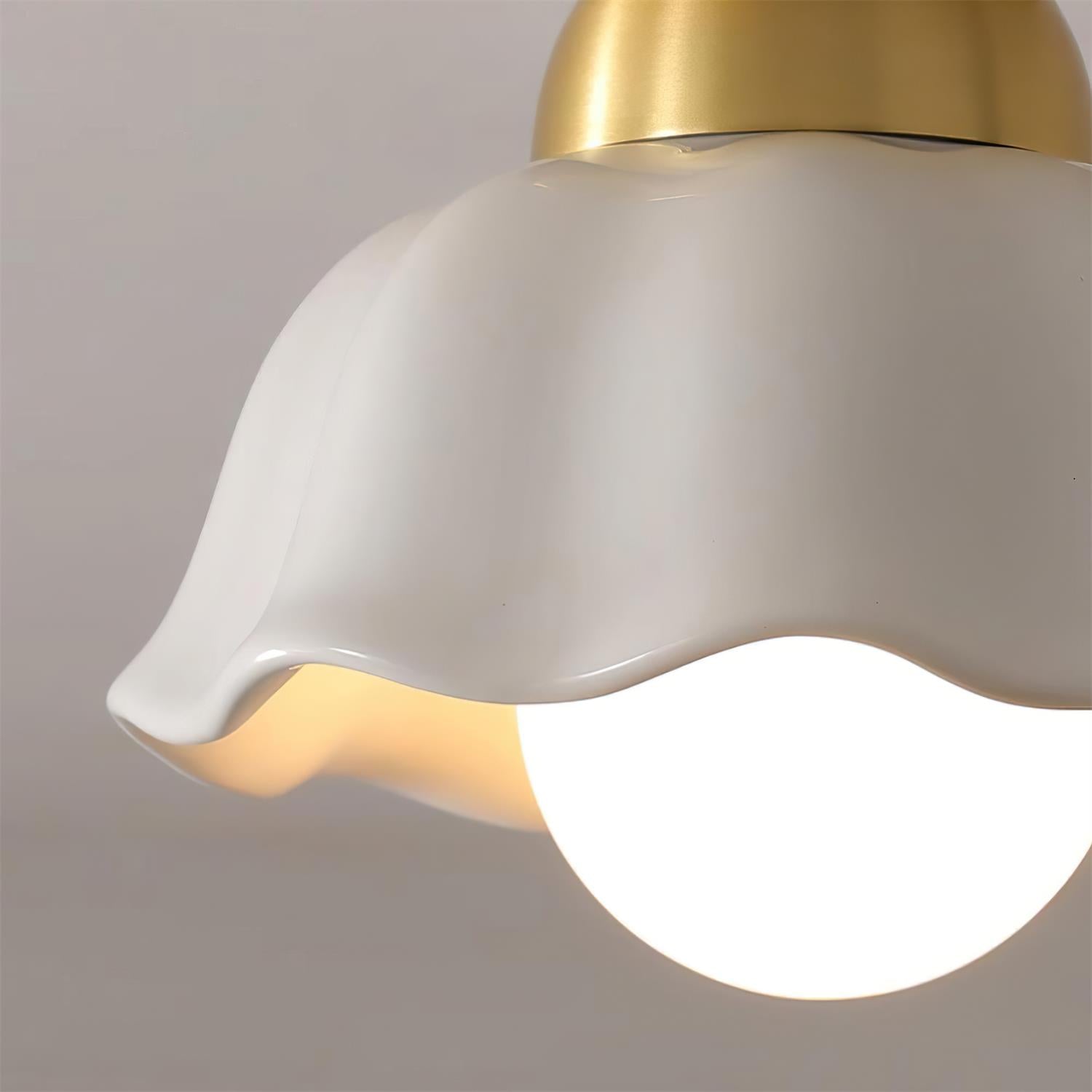 Opila Gold & White Semi Flush Ceiling Light - Neutral Decor