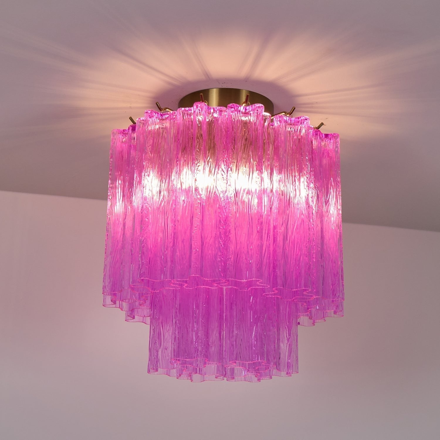 Aurora Ceiling Lamp Purple Murano Glass Tiered Flush Mount - Neutral Decor