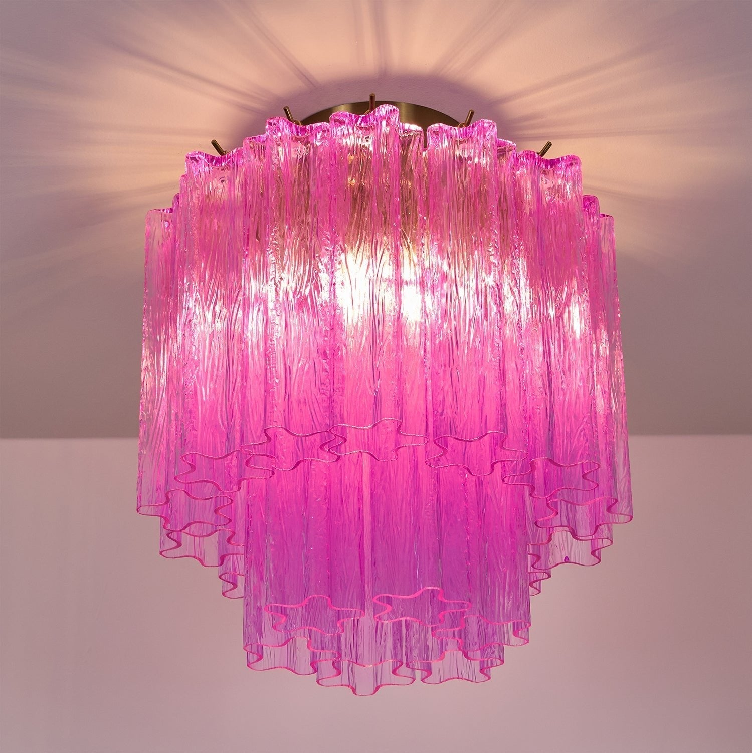 Aurora Ceiling Lamp Purple Murano Glass Tiered Flush Mount - Neutral Decor