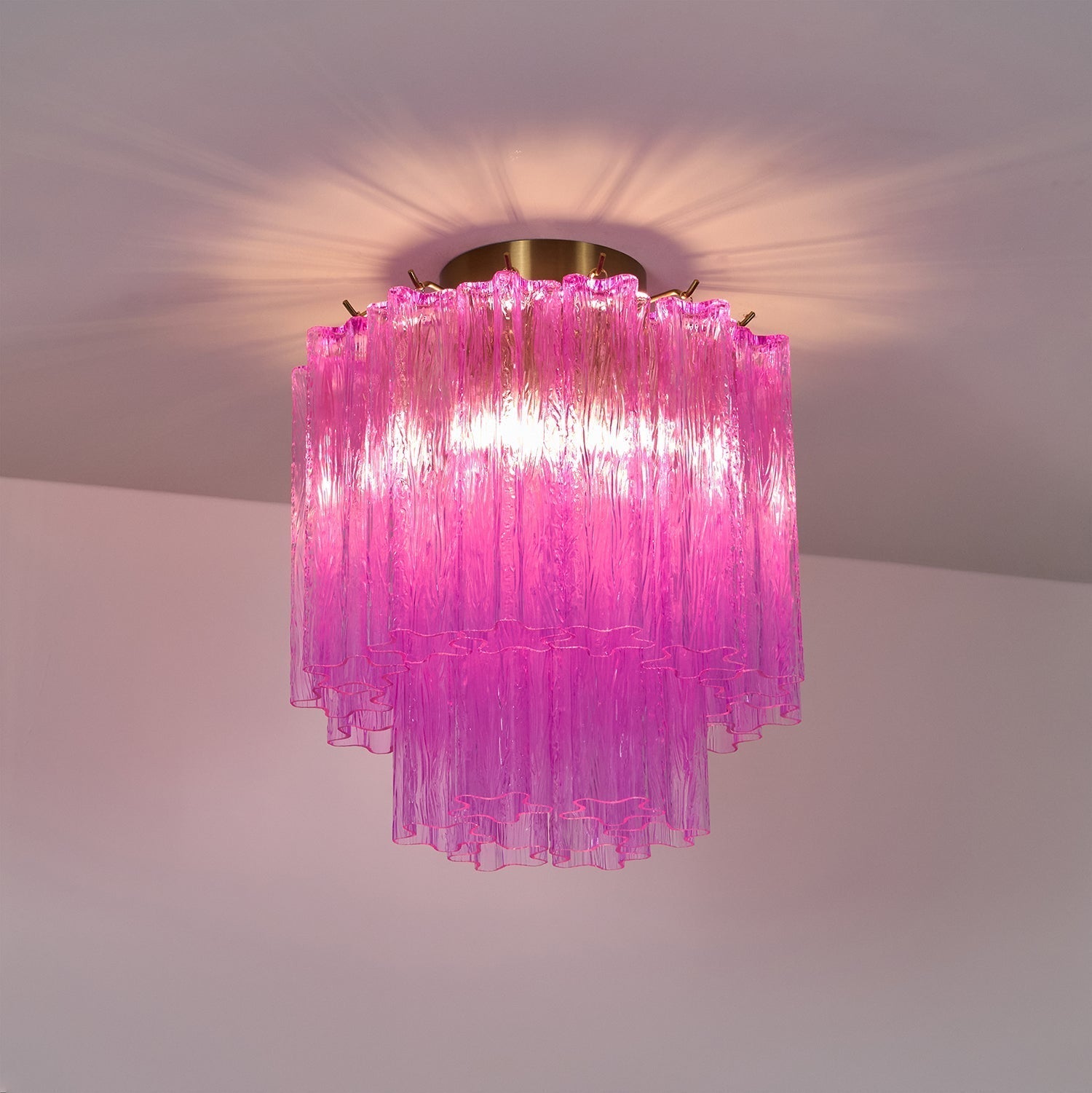 Aurora Ceiling Lamp Purple Murano Glass Tiered Flush Mount - Neutral Decor