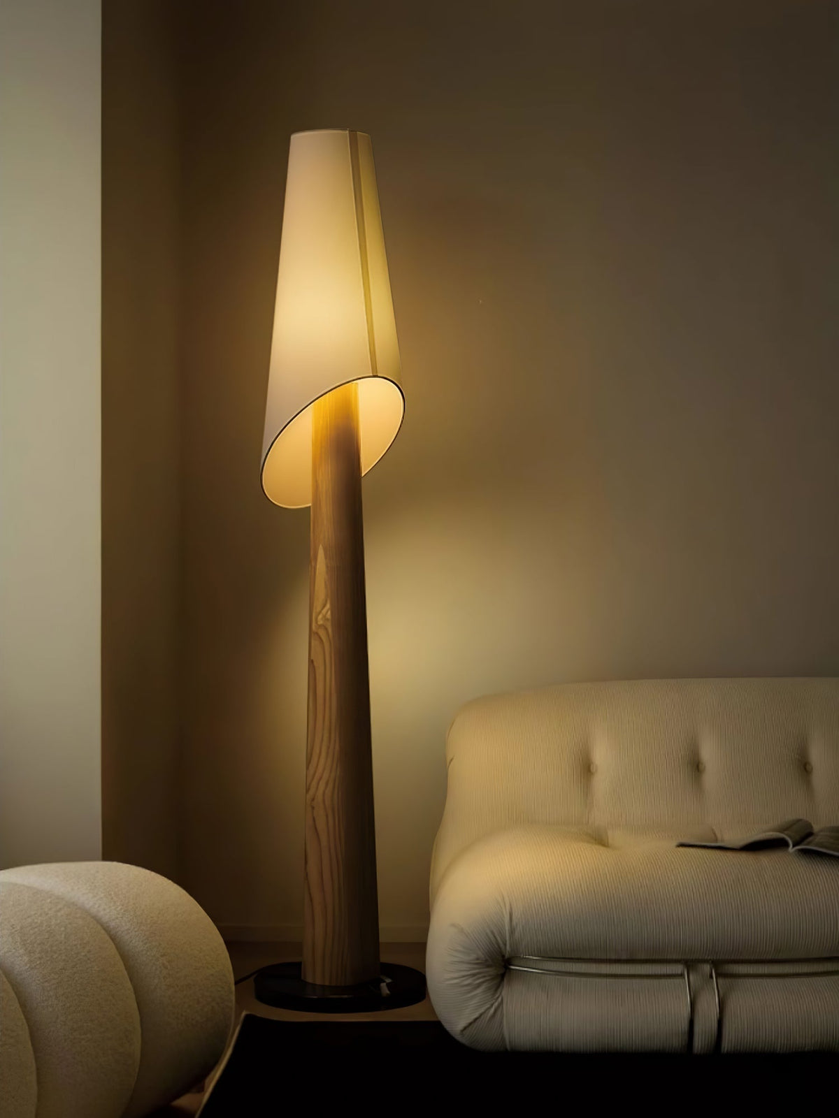 Curven Wood Marble Floor Lamp