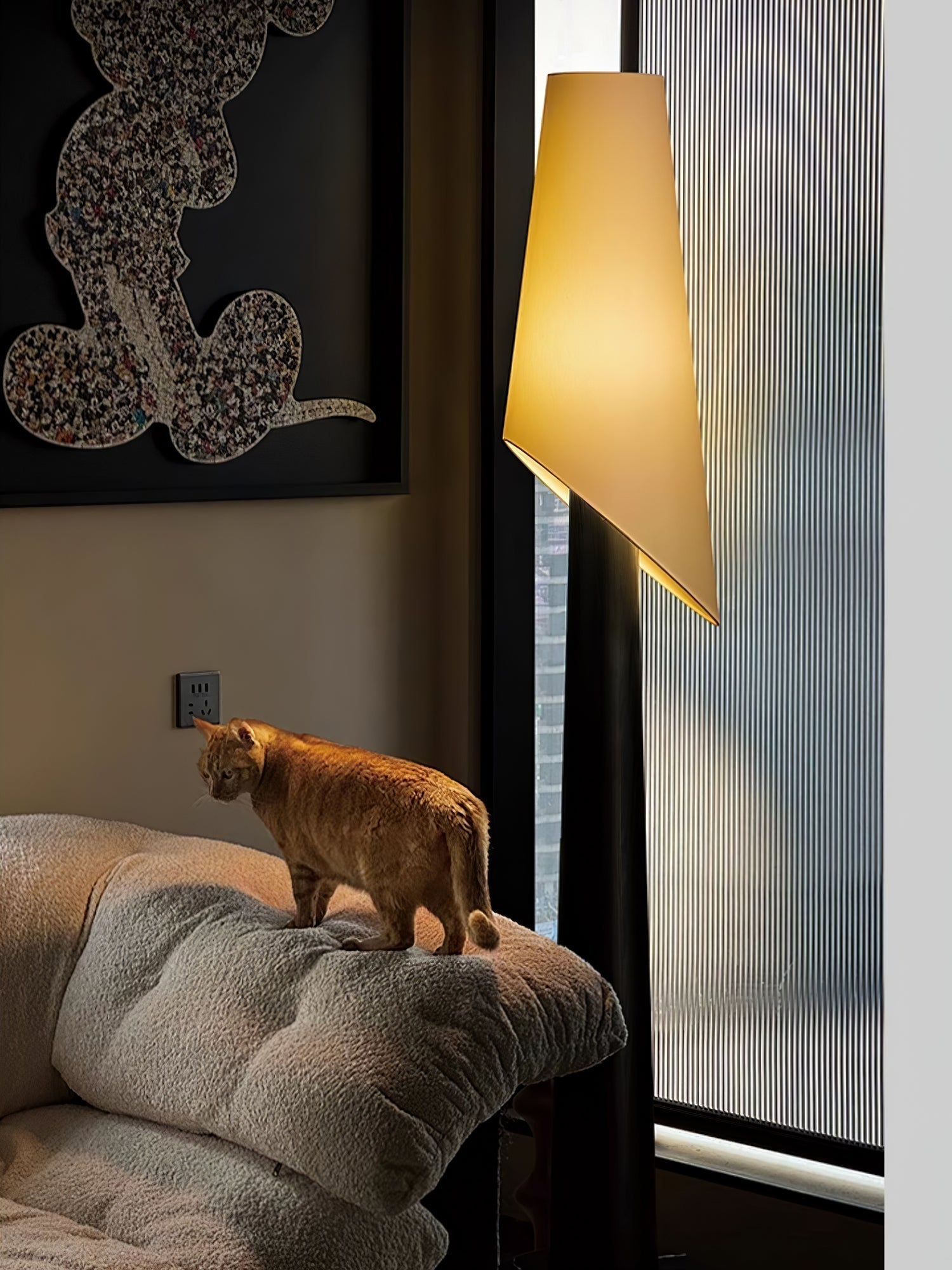 Curven Wood Marble Floor Lamp