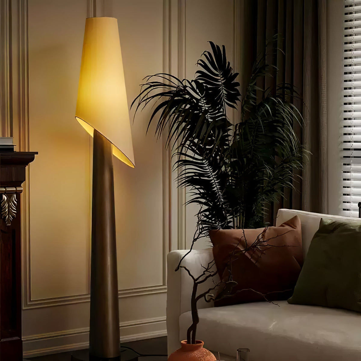 Curven Wood Marble Floor Lamp