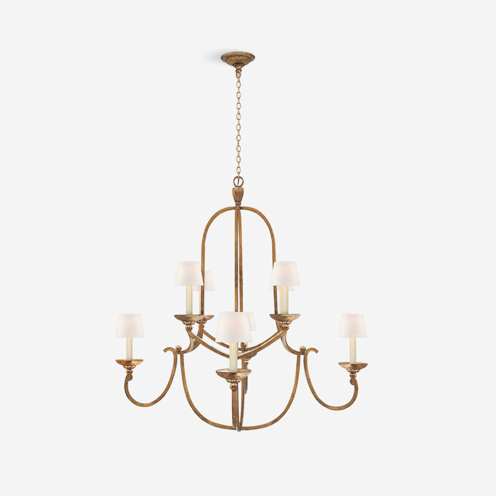 Flemish Chandelier Curved Iron Elegance - Neutral Decor