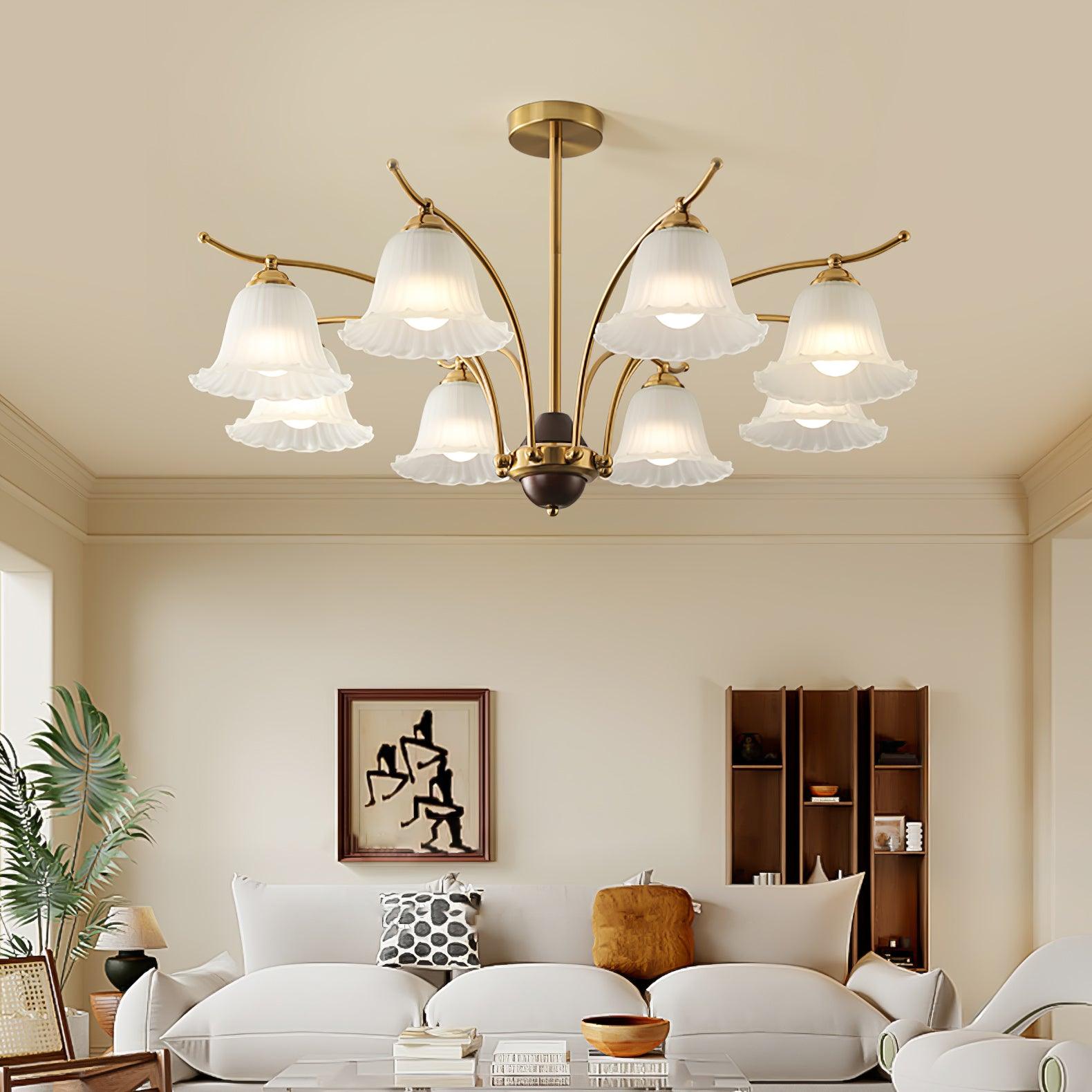 Ohel Brass Alabaster Chandelier