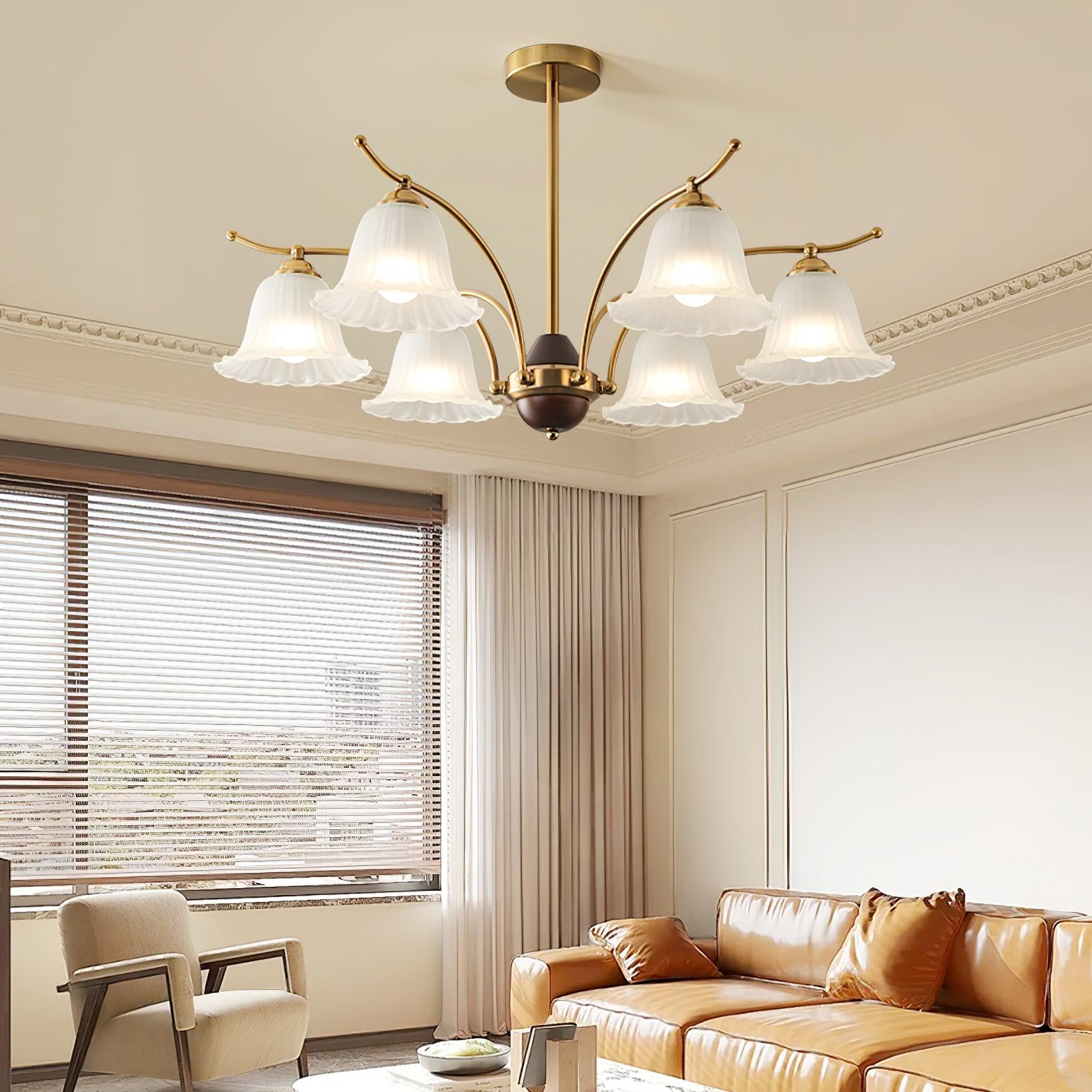 Ohel Brass Alabaster Chandelier