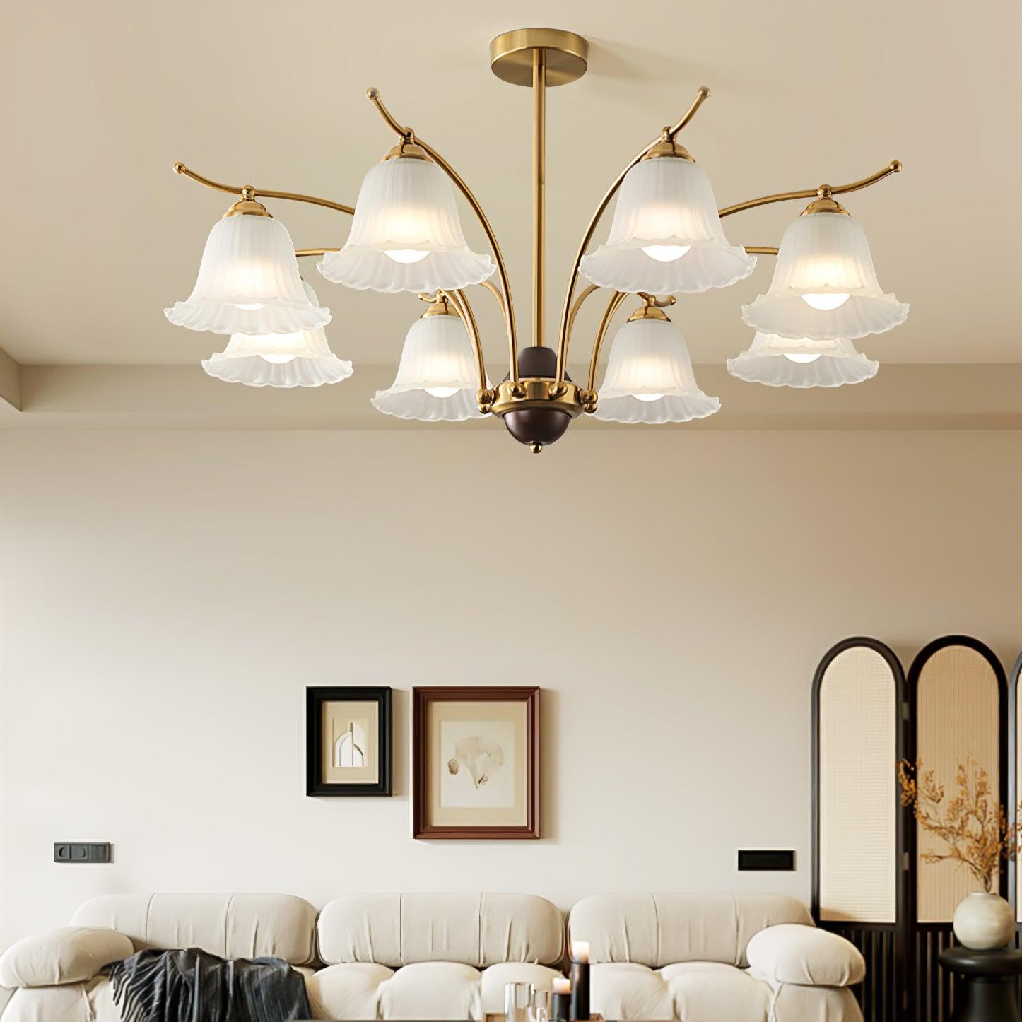 Ohel Brass Alabaster Chandelier