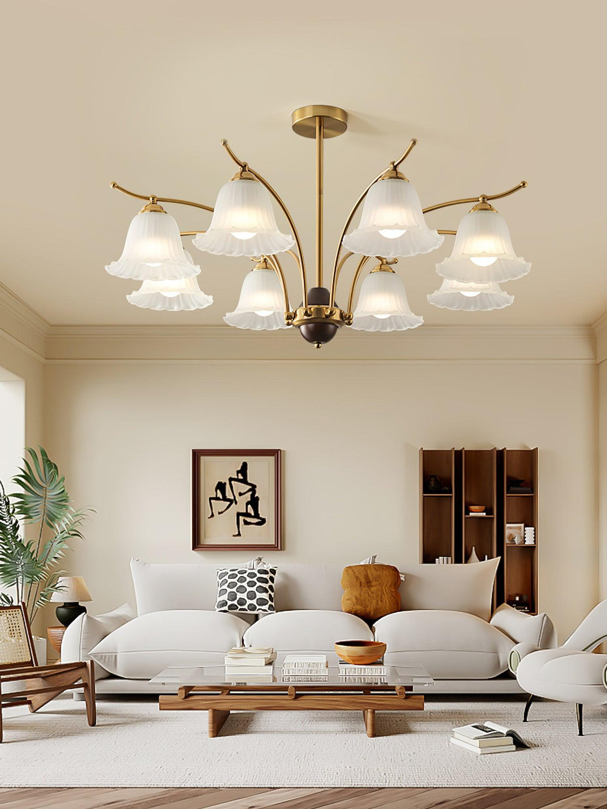 Ohel Brass Alabaster Chandelier