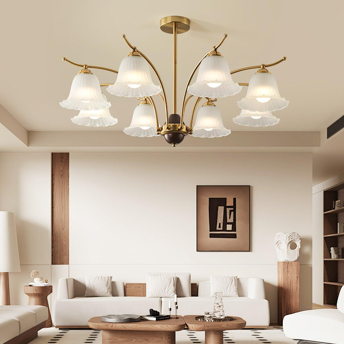 Ohel Brass Alabaster Chandelier