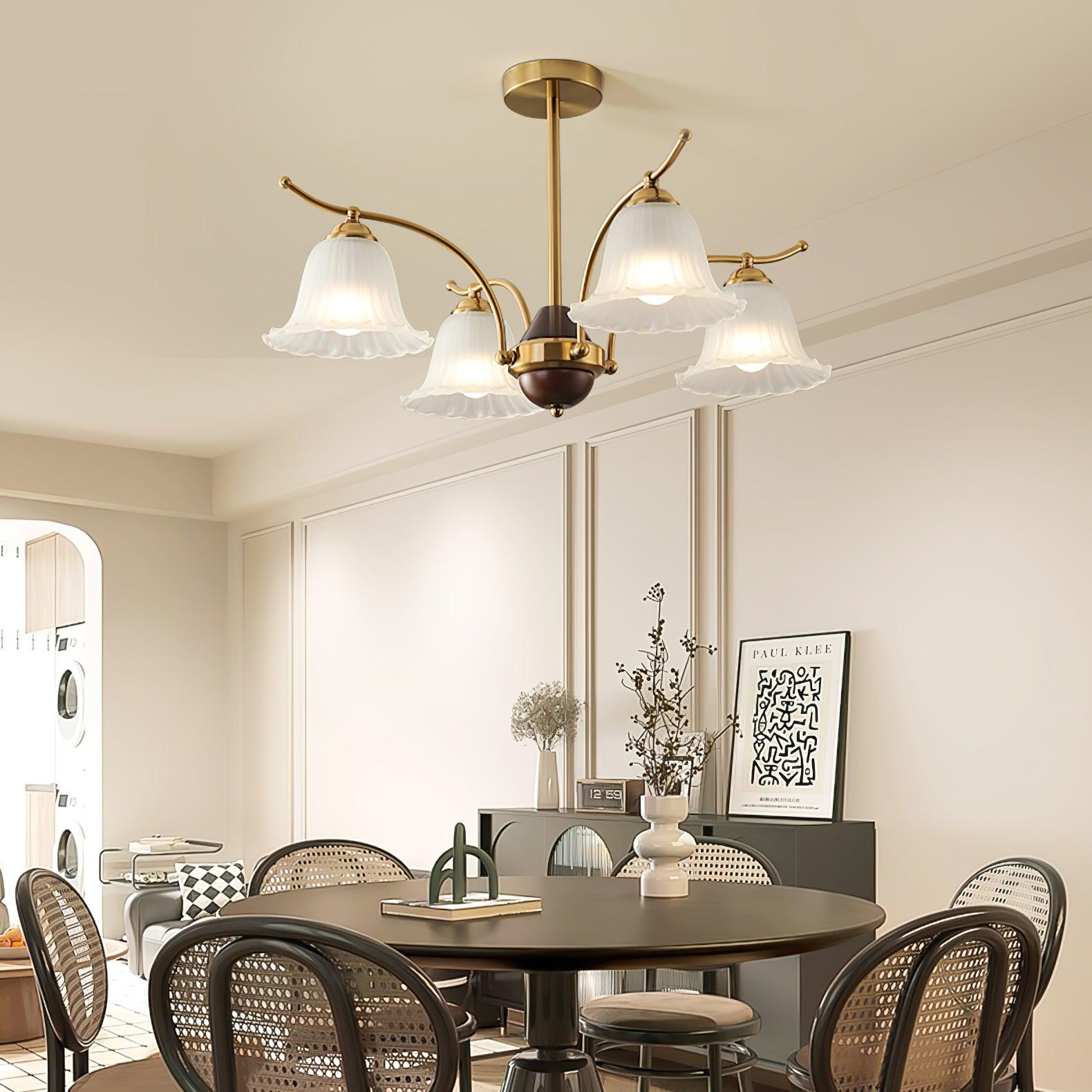 Ohel Brass Alabaster Chandelier