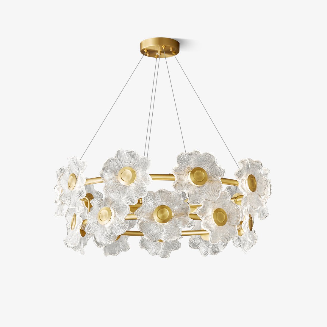 Cemirel Unique Flower Brass Glass Chandelier