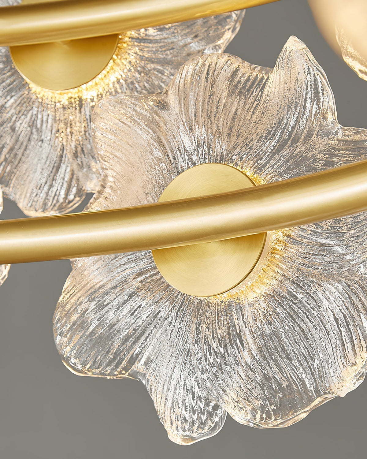 Cemirel Unique Flower Brass Glass Chandelier
