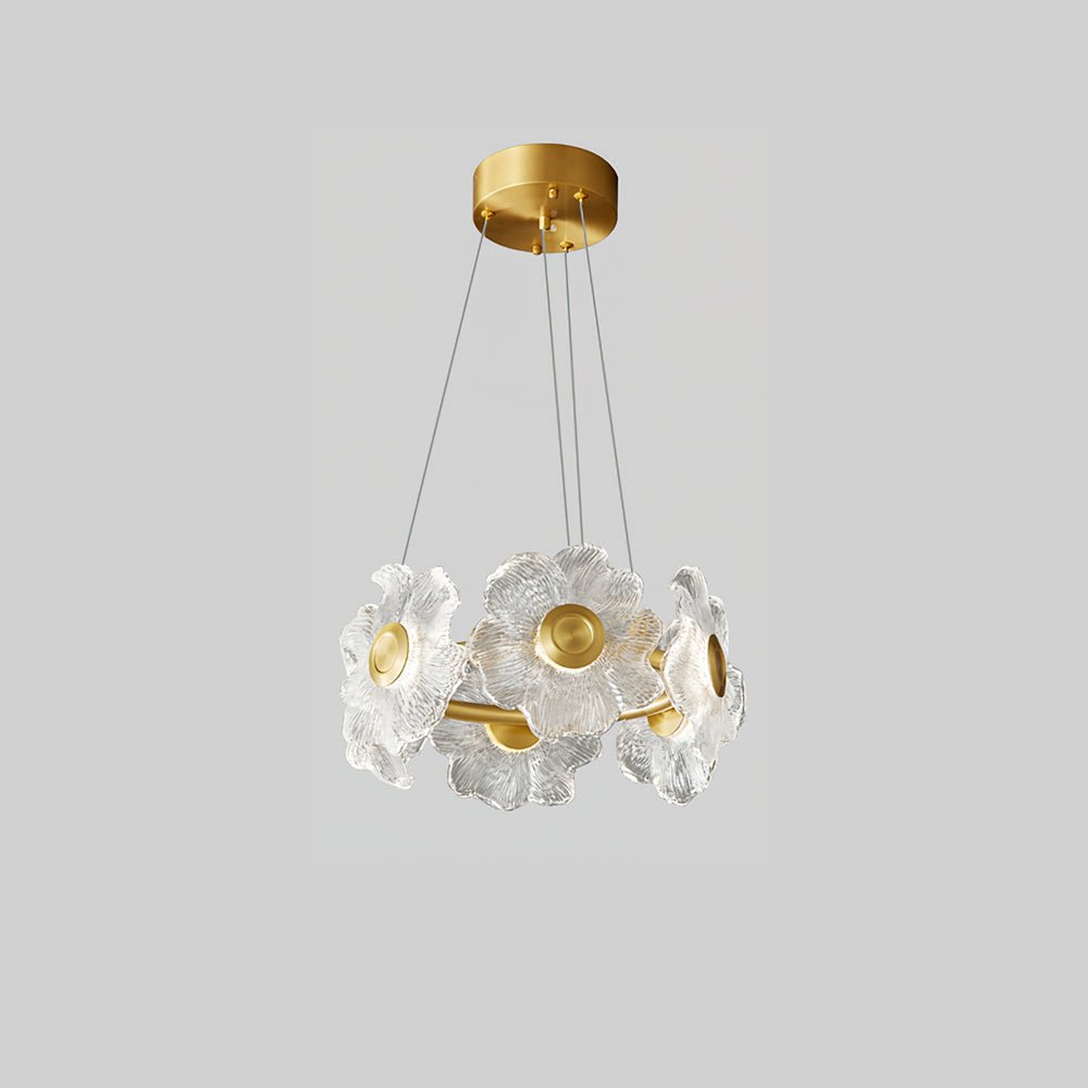 Cemirel Unique Flower Brass Glass Chandelier
