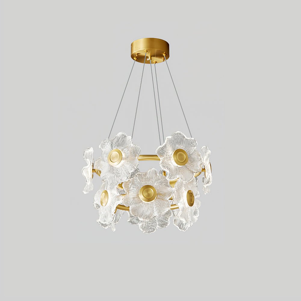 Cemirel Unique Flower Brass Glass Chandelier