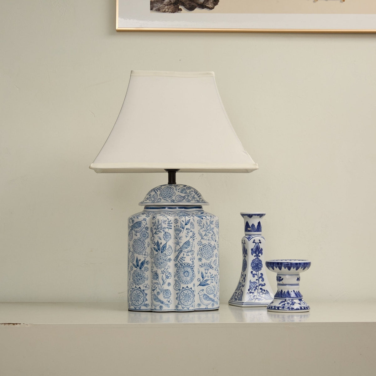 Marcellin Floral Bird Jar Table Lamp