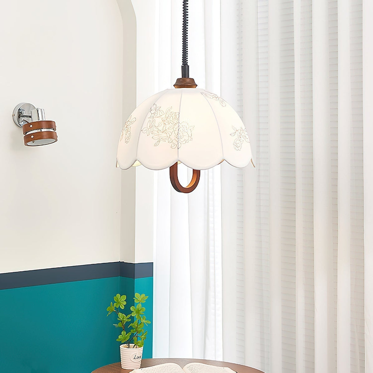 Elvaraine Vintage Wood Pendant Light