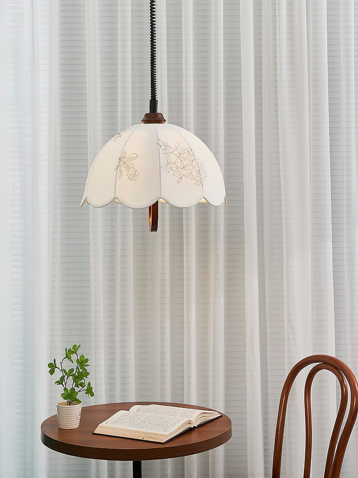 Elvaraine Vintage Wood Pendant Light