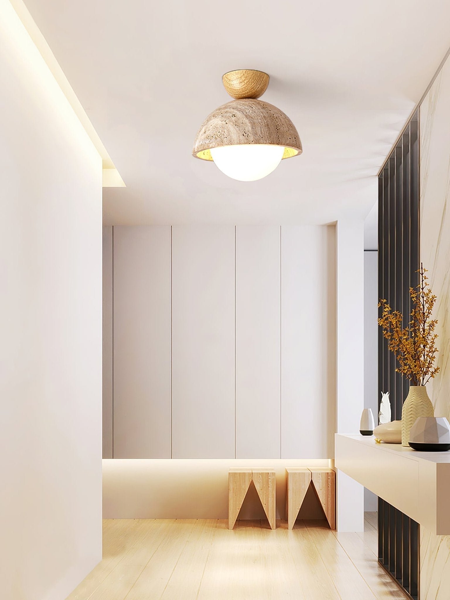 Solana Travertine Ceiling Light - Neutral Decor