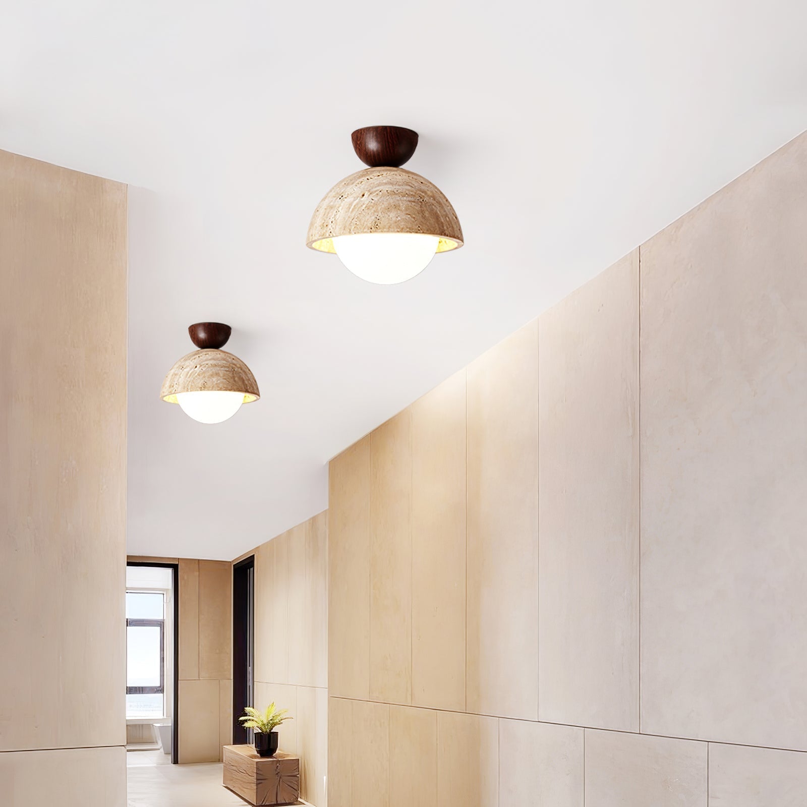 Solana Travertine Ceiling Light - Neutral Decor