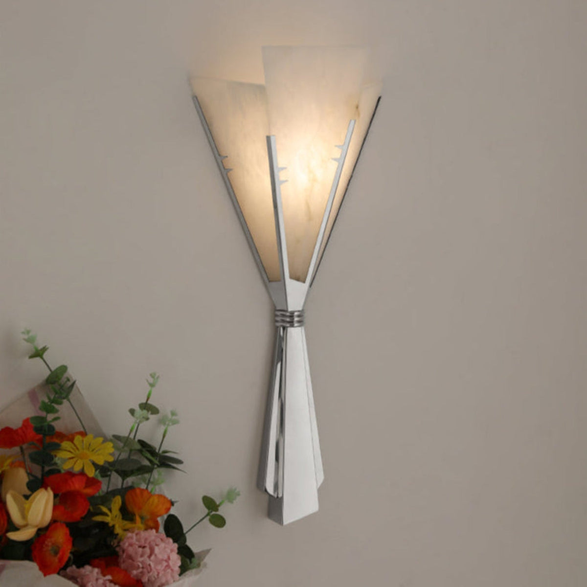 Aura Alabaster Fan Wall Sconce