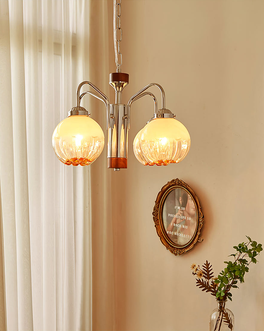 Ulliria Nordic Art Flower Walnut Glass Chandelier