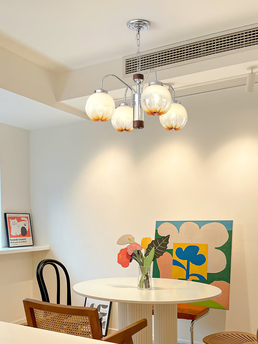 Ulliria Nordic Art Flower Walnut Glass Chandelier