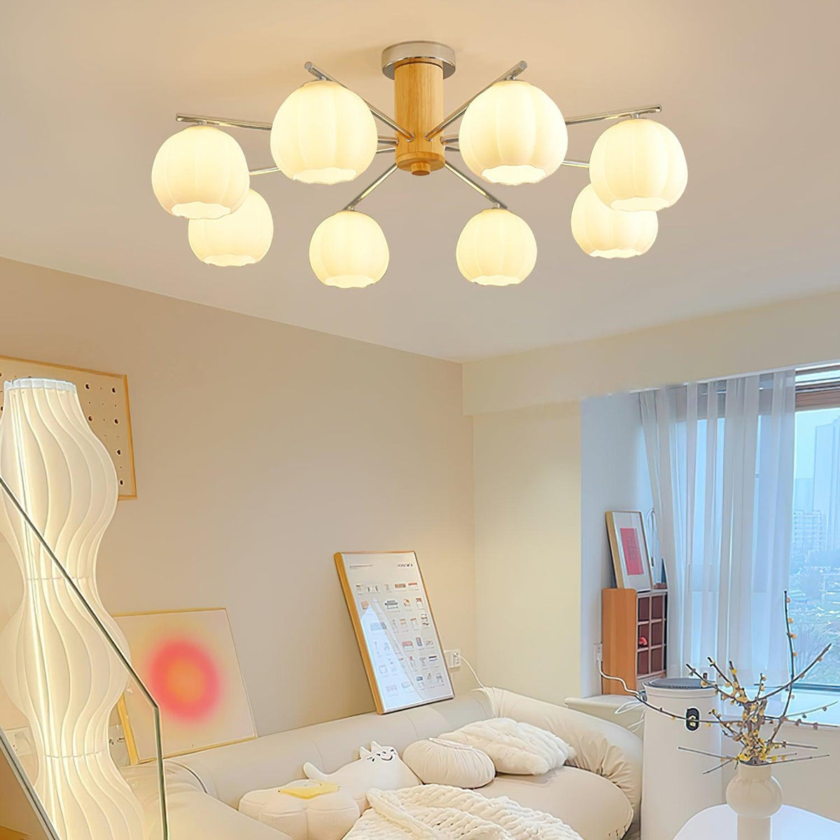Ezoror Nordic Art Flower Buds Glass Ceiling Lamp