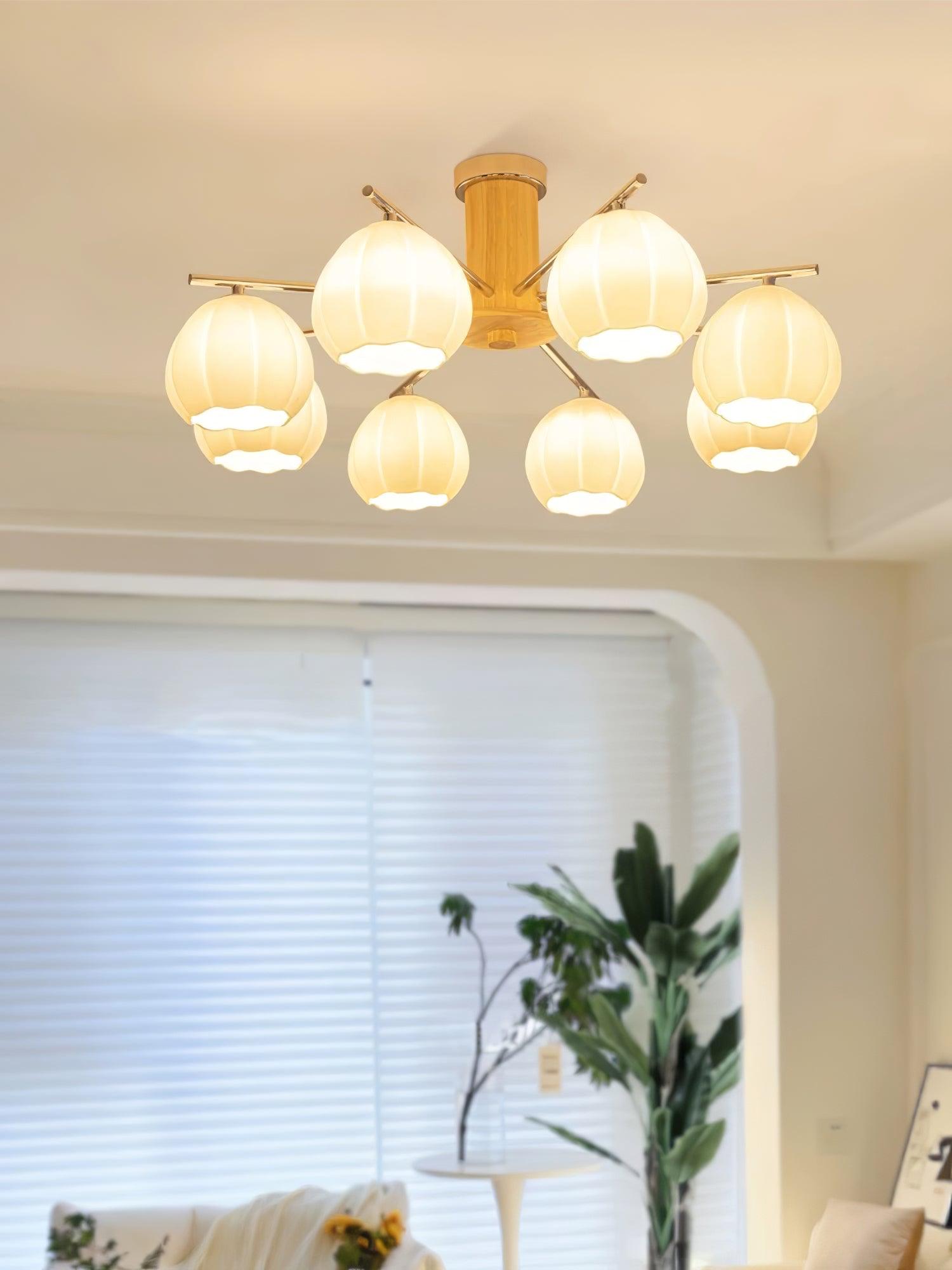 Ezoror Nordic Art Flower Buds Glass Ceiling Lamp