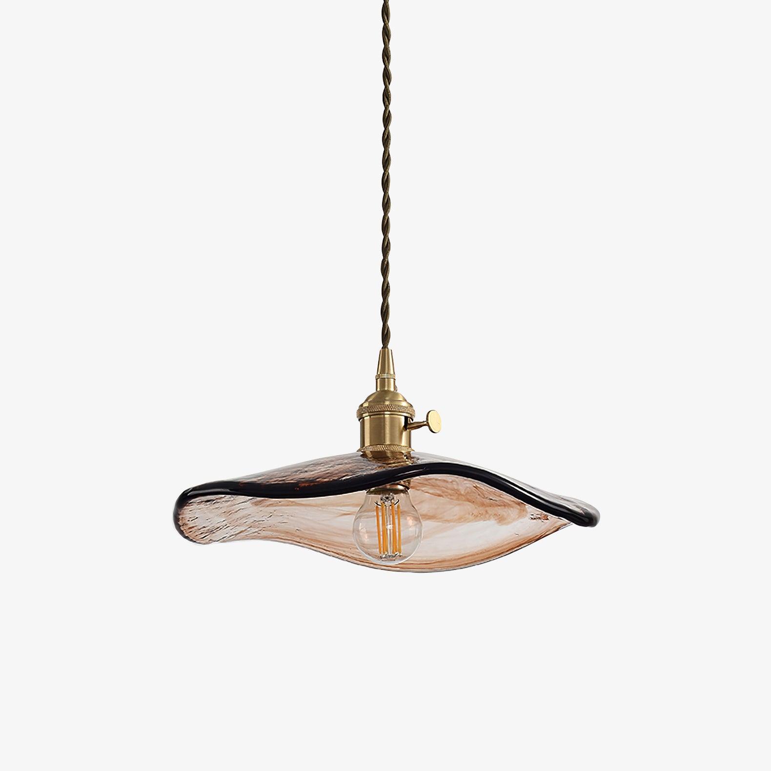 Hildes Art Flower Petal Swag Brass Glass Pendant Light