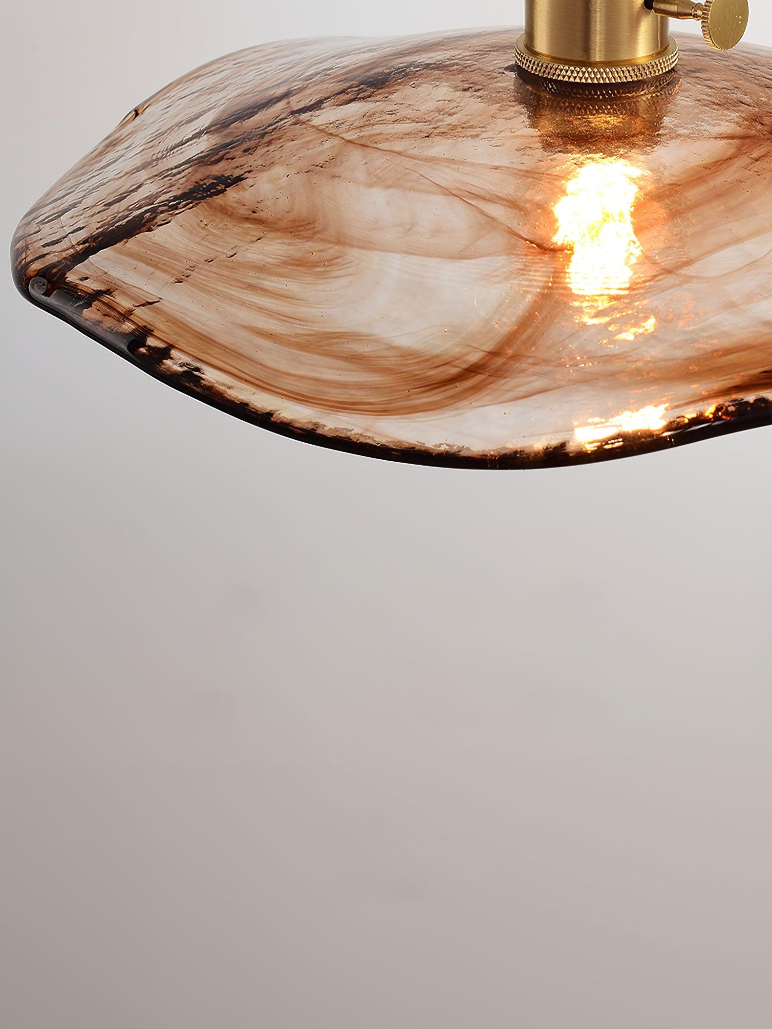 Hildes Art Flower Petal Swag Brass Glass Pendant Light