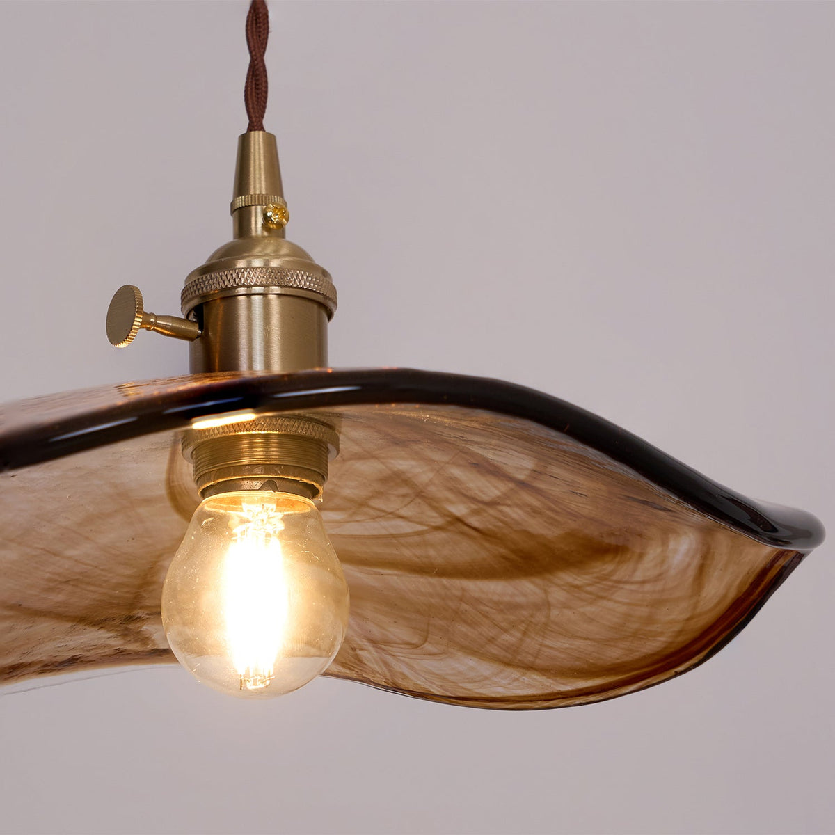 Hildes Art Flower Petal Swag Brass Glass Pendant Light
