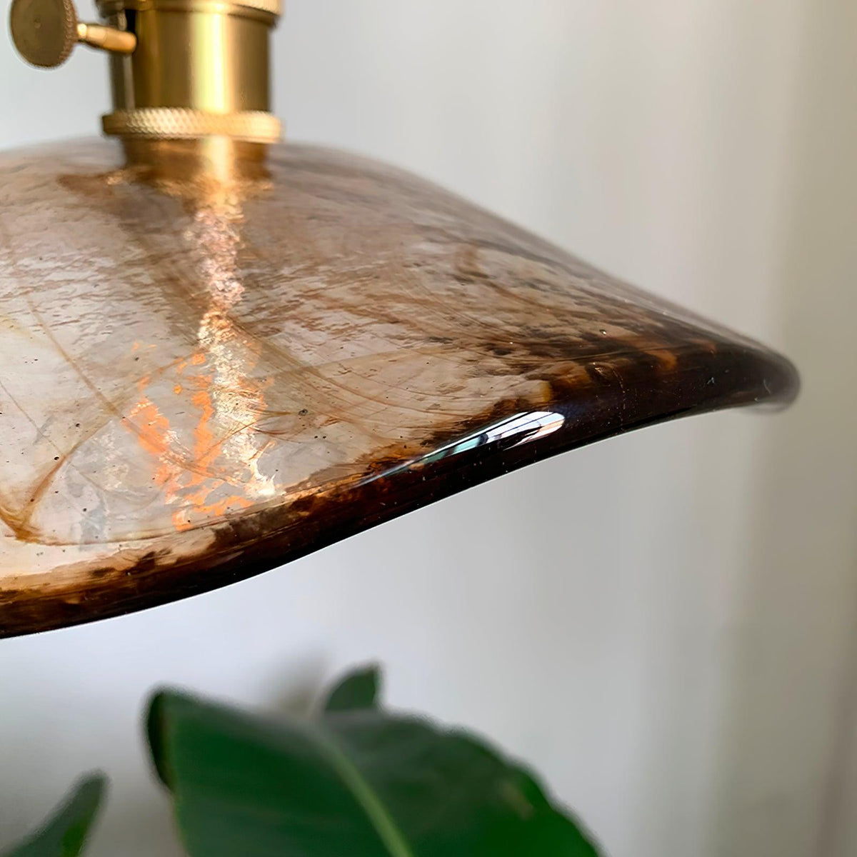 Hildes Art Flower Petal Swag Brass Glass Pendant Light