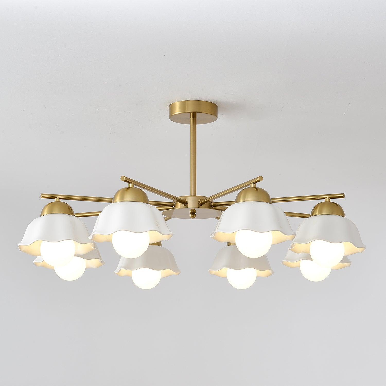 Zasila Nordic Art Flower Shade Ceramics Chandelier