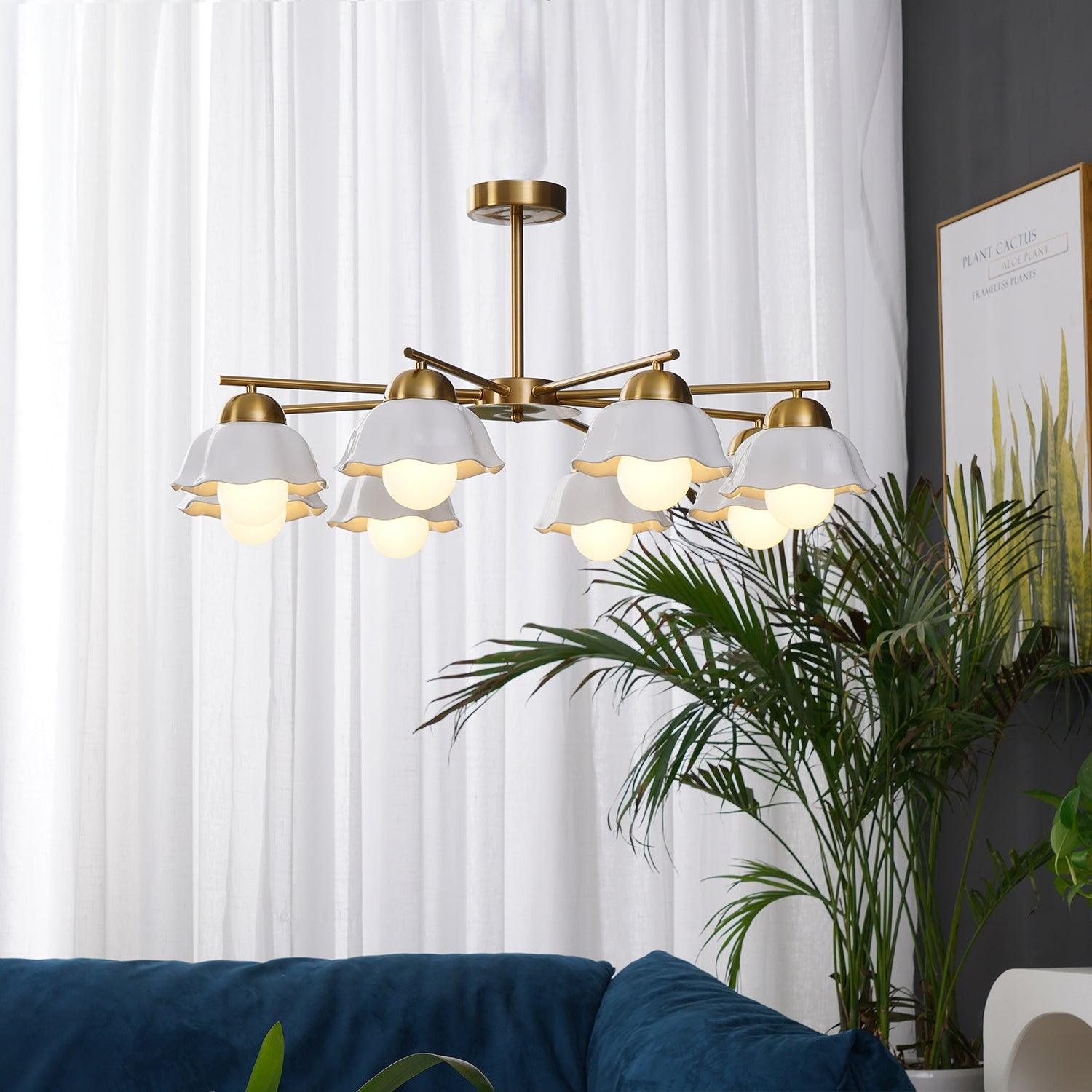 Zasila Nordic Art Flower Shade Ceramics Chandelier