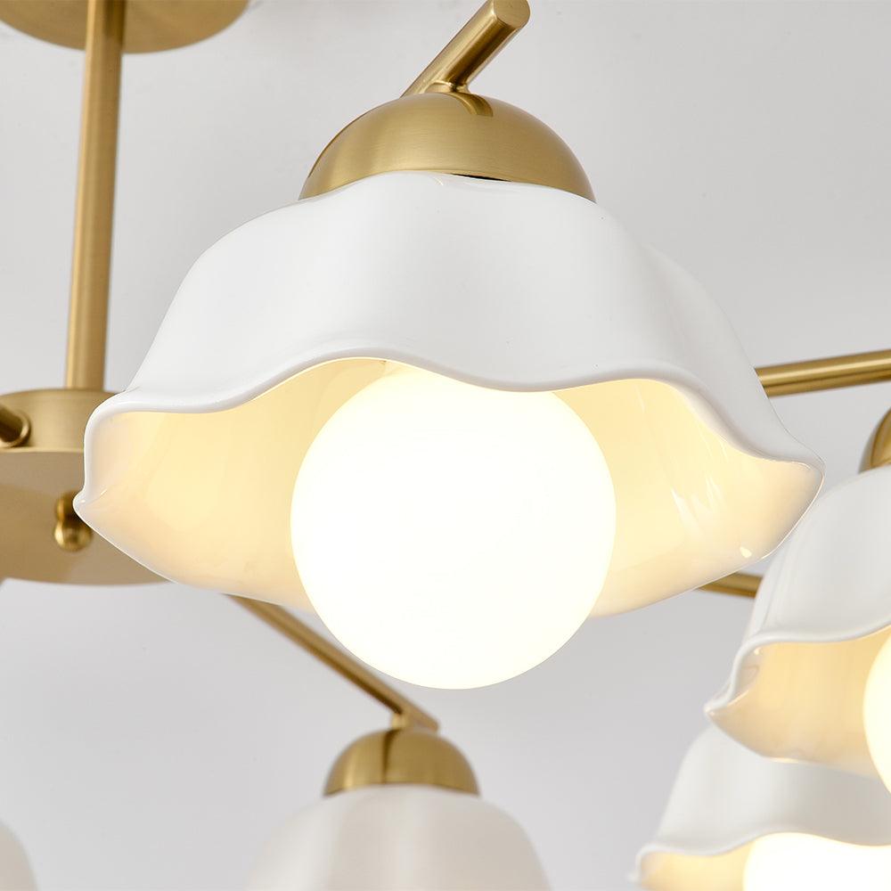 Zasila Nordic Art Flower Shade Ceramics Chandelier