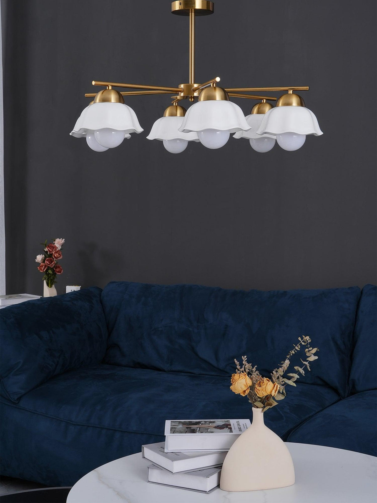 Zasila Nordic Art Flower Shade Ceramics Chandelier