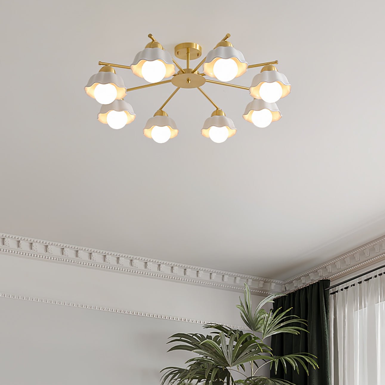 Zasila Nordic Art Flower Shade Ceramics Chandelier