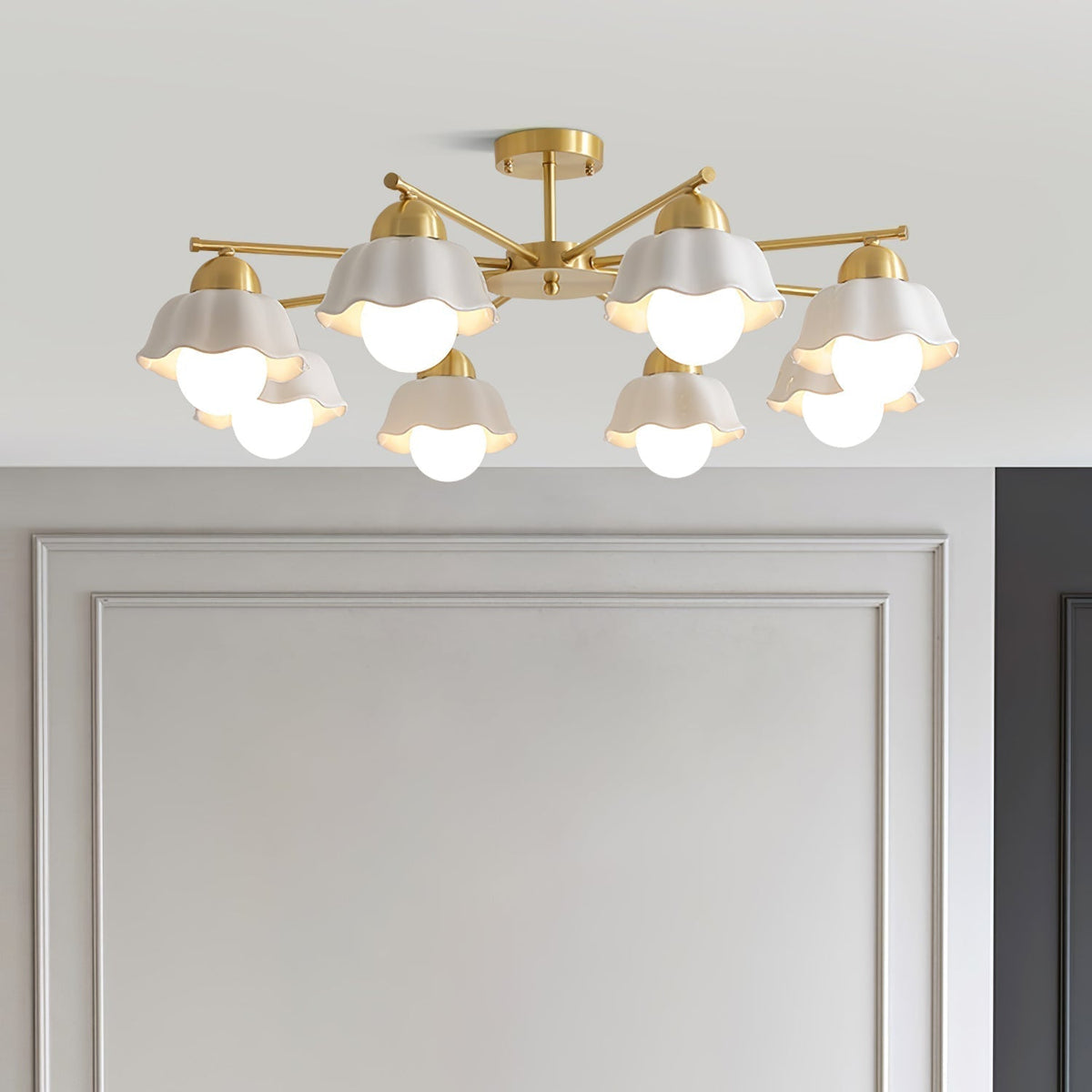 Zasila Nordic Art Flower Shade Ceramics Chandelier