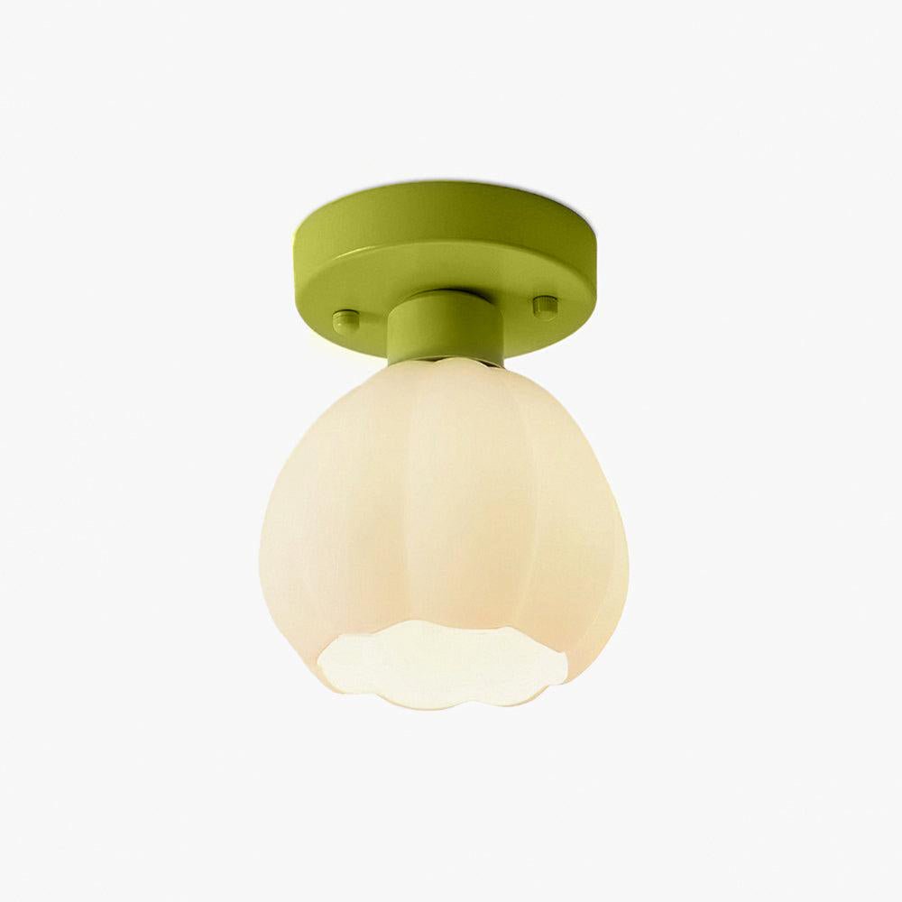 Zevinora Flower Shaded Glass Semi Flushmount Light
