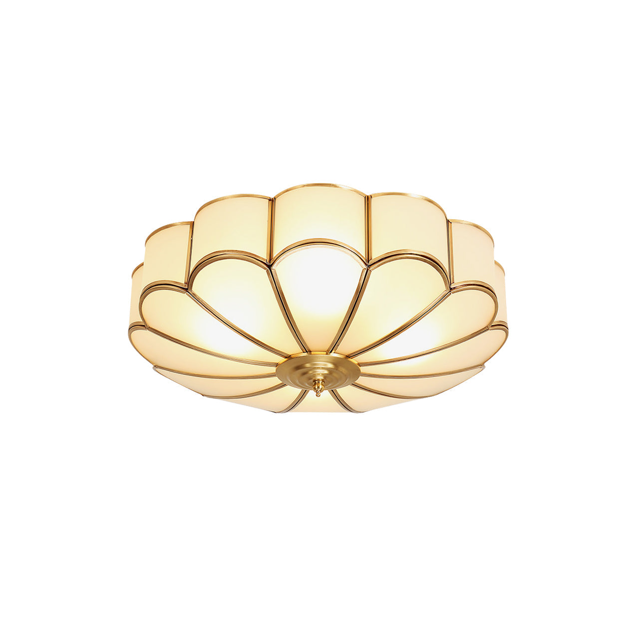 Viraean Modern Minimalist Flower Shape Brass Glass Ceiling Lamp - Neutral Decor