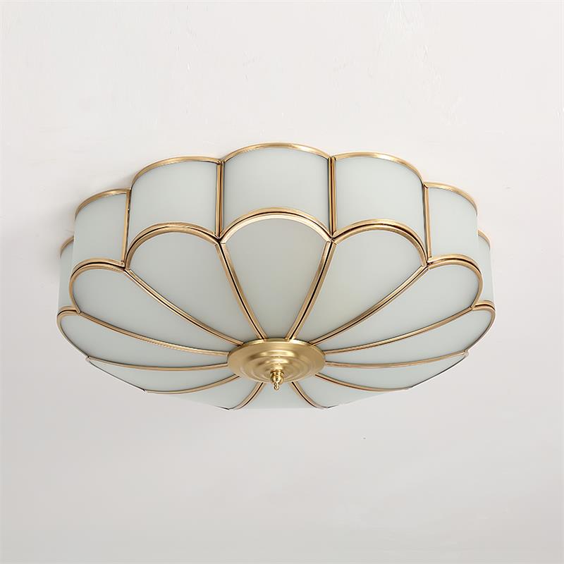 Viraean Modern Minimalist Flower Shape Brass Glass Ceiling Light