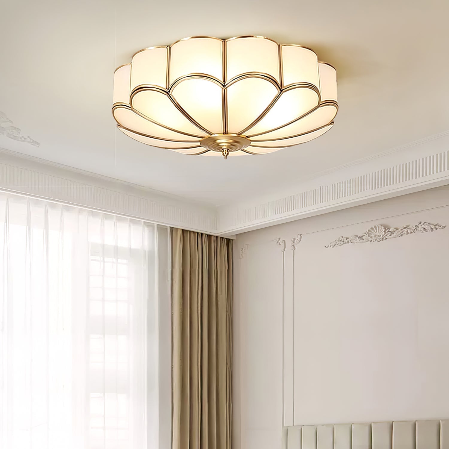 Adeline Ceiling Light Flower Shape Glass Brass