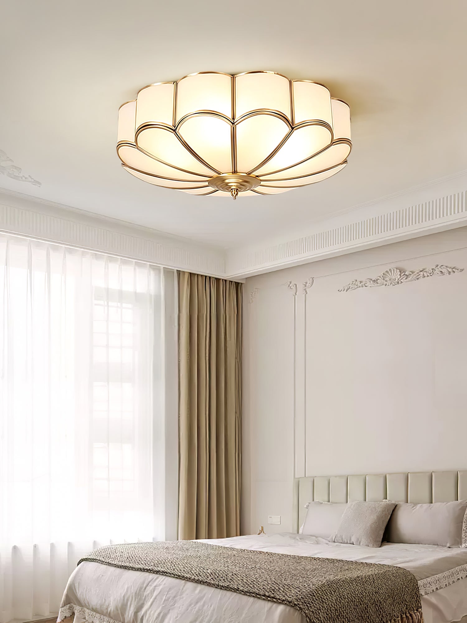 Adeline Ceiling Light Flower Shape Glass Brass