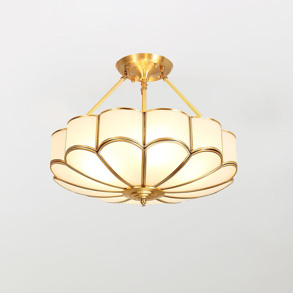 Levenor Ceiling Light Frosted Glass Petal Brass Art