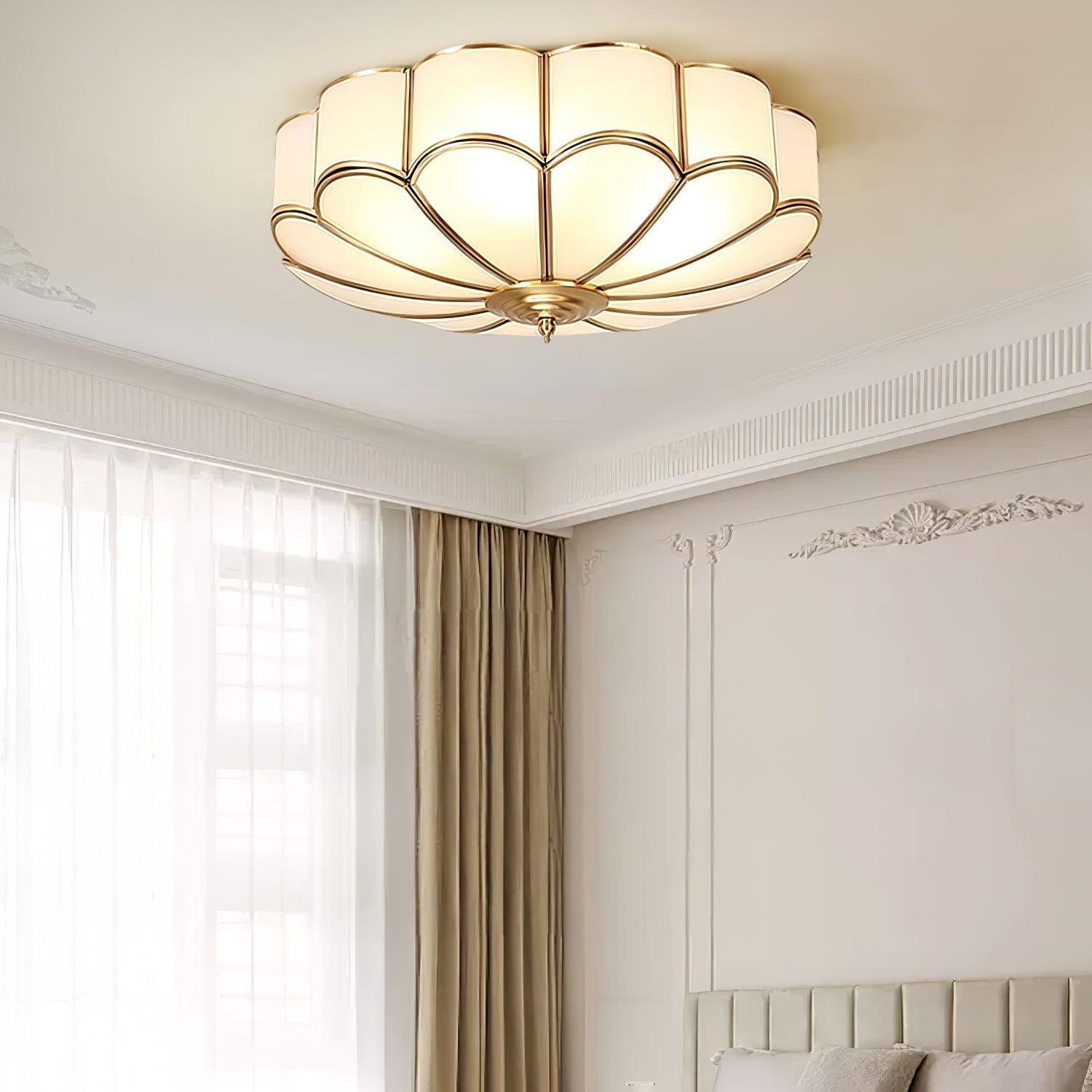 Adeline Ceiling Light Flower Shape Glass Brass