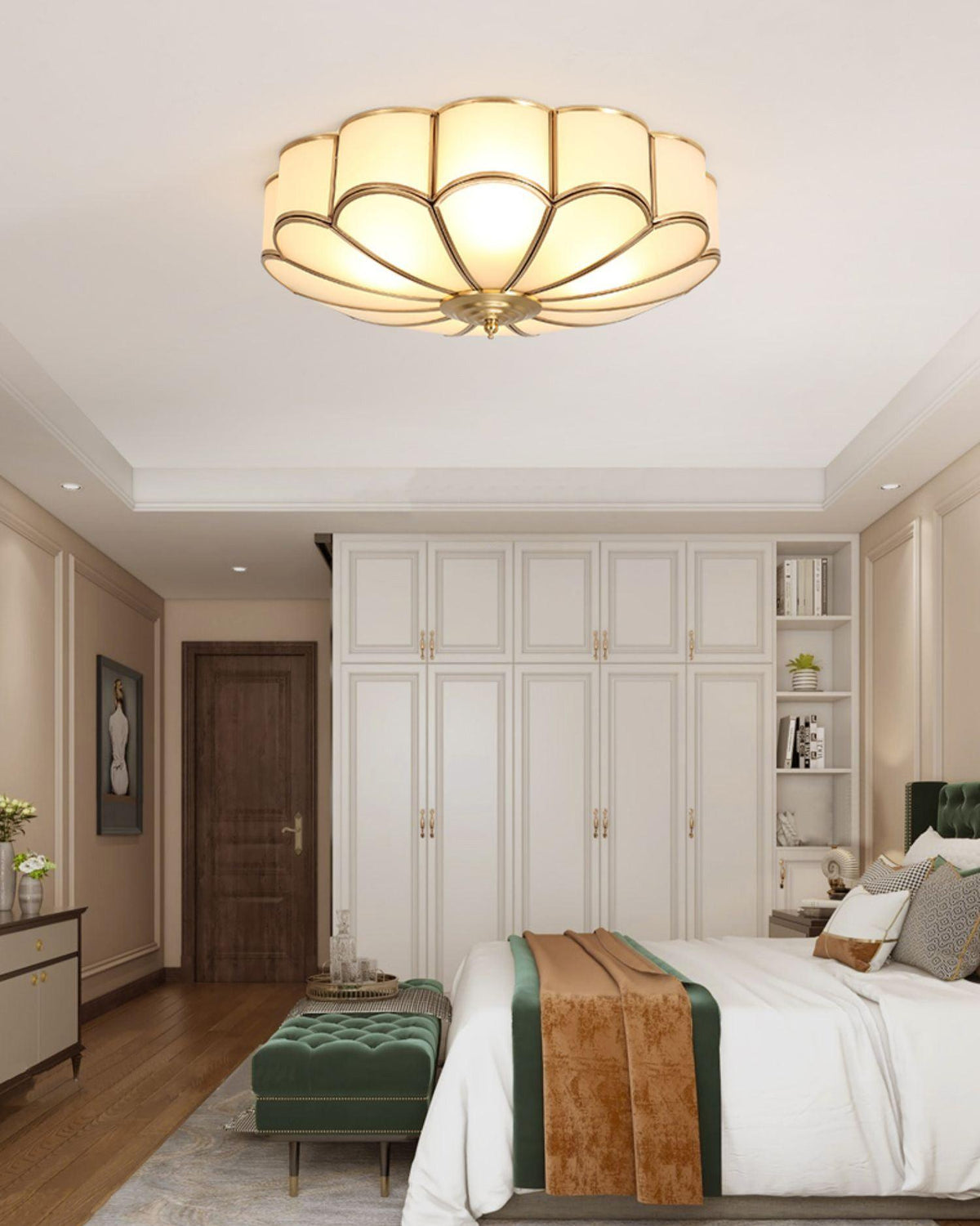 Delacourt Flower Shape Glass Flush Mount Ceiling Light