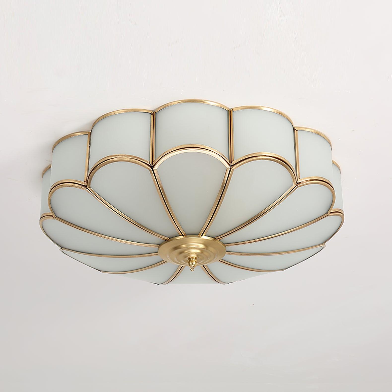 Lustra Ceiling Light Flower Shape Glass Brass - Neutral Decor