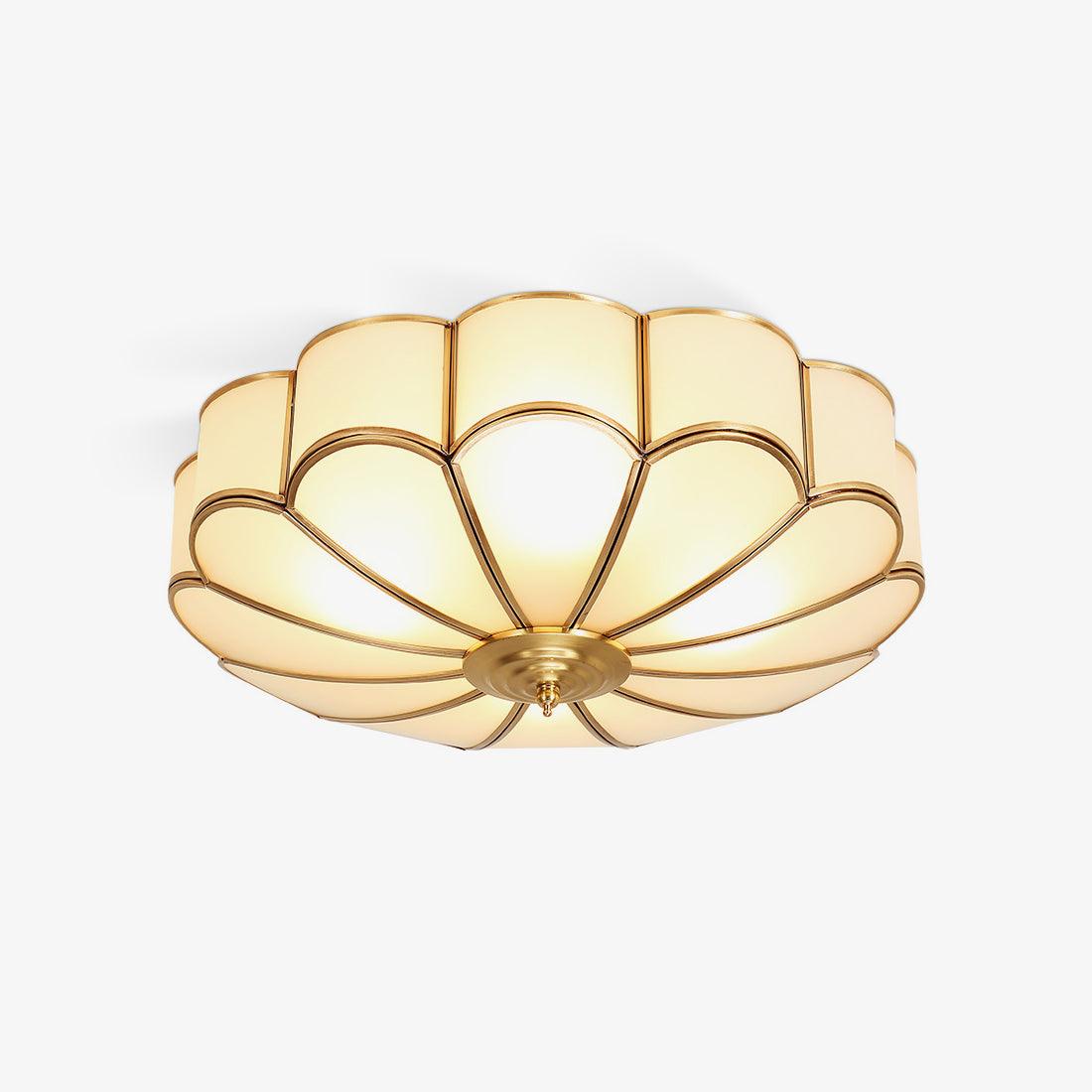 Lustra Ceiling Light Flower Shape Glass Brass - Neutral Decor