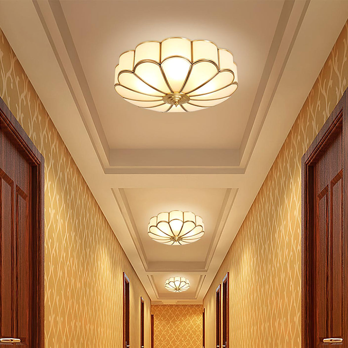 Delacourt Flower Shape Glass Flush Mount Ceiling Light